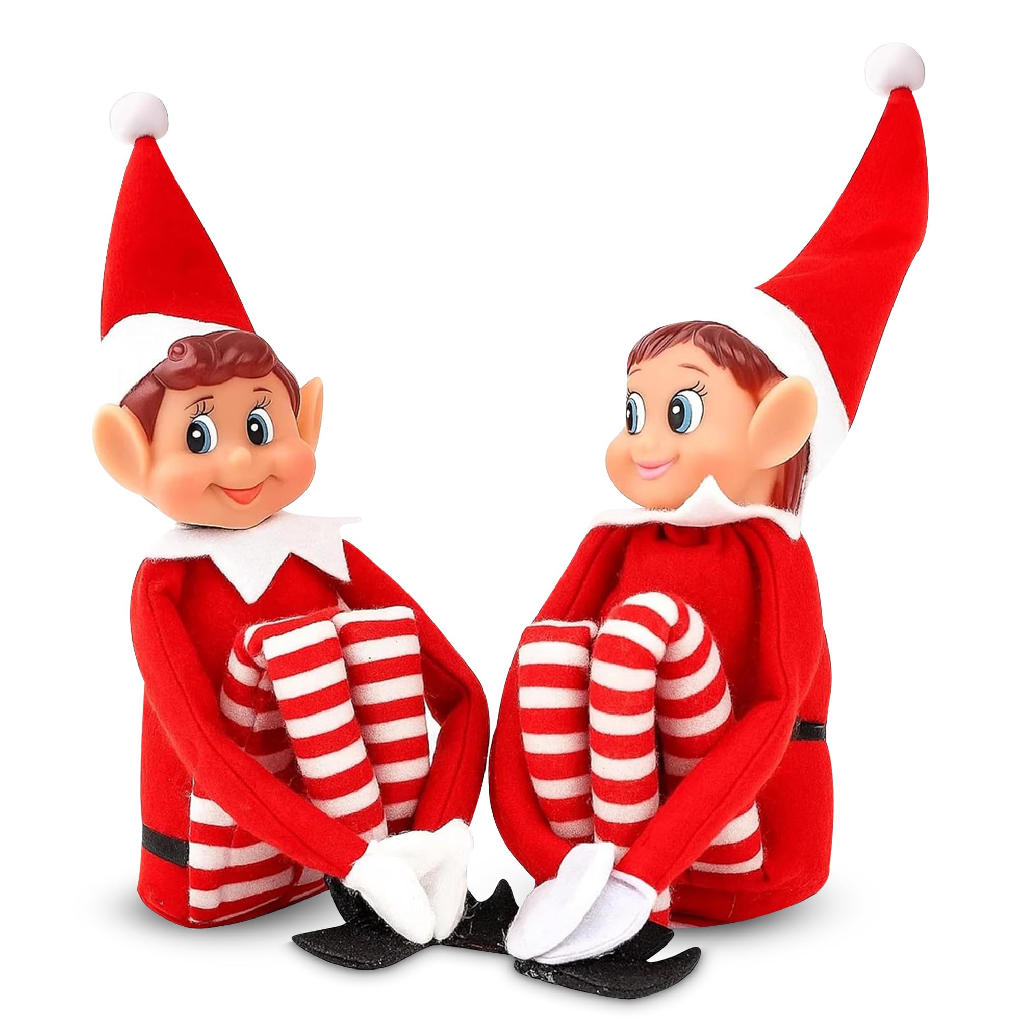 Quebec Naughty Elf Set - Boy & Girl Elf Figures, Santa's Little Helper Inspired, Soft Body, Vinyl Faces, Festive Family Fun, 12 Inch - Couple