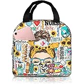 Ewozet Nurse Lunch Bags For Women, Nurse Theme Lunch Bag For Women, Sunflower Woman Insulated Lunch Box Tote Bag Reusable Cooler Lunch Box For Nurse Gifts For Office Work Picnic Travel Camping