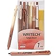 WRITECH Gel Pens Journaling Highlighters: Journal Set Aesthetic Assorted Earth Tones Color Ink 0.5mm Fine Point Retractable 0.7mm Black Pen Smooth Writing Drawing No Bleed 7ct (Brown)