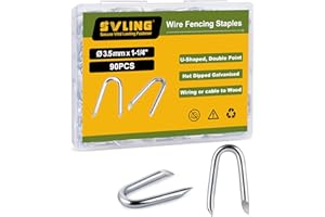 SVLING 90PCS Steel Wire Fence Staples, U-Shaped Nails for Wire Mesh and Woven Fencing, Galvanized Fencing Staples U Nails