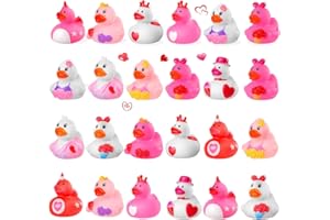 Mikulala 24Pcs Valentines Cards with Rubber Ducks, Valentines Day Gifts for Kids Classroom,Valentines Ducks Bath Toys Valentines Ducks for Kids Girls Boys Valentines Party Favors