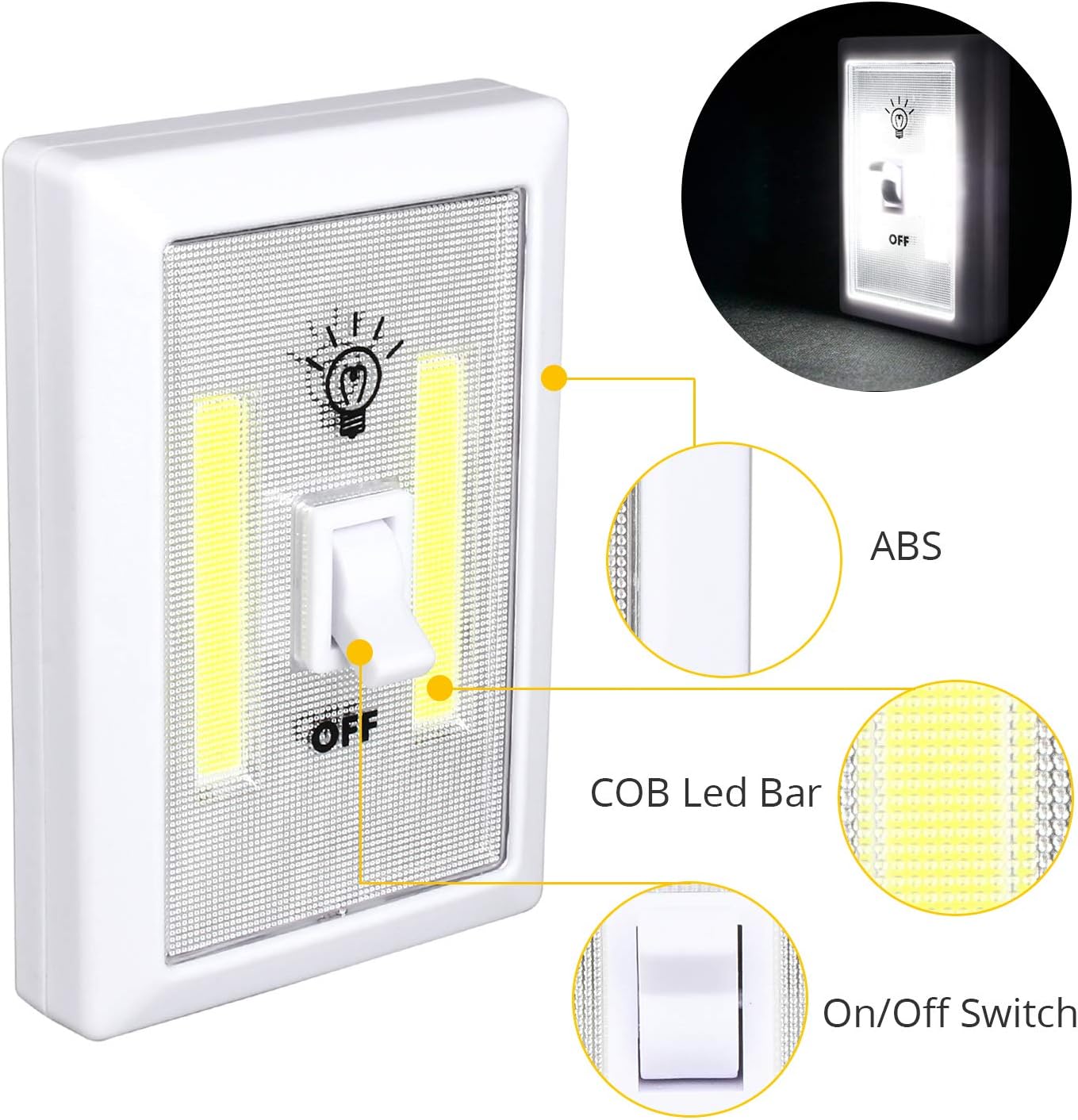 Lzonunl Wardrobe Light, Super Bright Stick On Night Light, Battery Operated Cupboard Lights, Stick Anywhere - Image 5