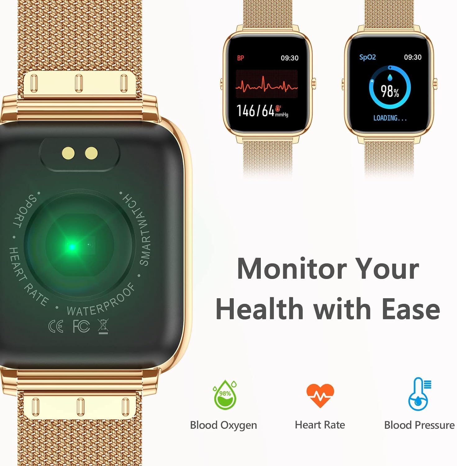 KALINCO Smart Watch, Fitness Tracker with Heart Rate Monitor, Blood Pressure, Blood Oxygen Tracking, 1.4 Inch Touch Screen Smartwatch Fitness Watch for Women Men Compatible with iOS Android