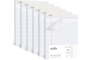 ViVin Legal Pads 8.5 x 11 Inch, Wide Ruled Note Pads, 6 Pack, 50 Sheet/Pad, Perforated Writing Pads, Notepads for Office Home School, 300 Sheets, White Paper
