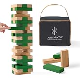 ARBORYTH Wooden Stacking Tower Game - Natural Green, 1.3 FT, Age 6+ | Premium Wooden Blocks, Indoor &amp; Outdoor Party Game, Family &amp; Adults, Decorative Display