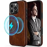 LOHASIC for iPhone 16 Pro Max Leather Case, Strong Magnetic Compatible with MagSafe Classic Cover Protective Phone Cases for iPhone 16 Pro Max 2024 New, Dark Brown