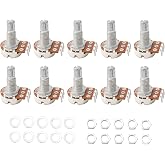Swhmc B100K Ohm Guitar Potentiometer, Long Knurled Split Shaft | Audio Pots, Pack of 10, Replacement for Electric Guitar Bass, Active Pickup Circuits
