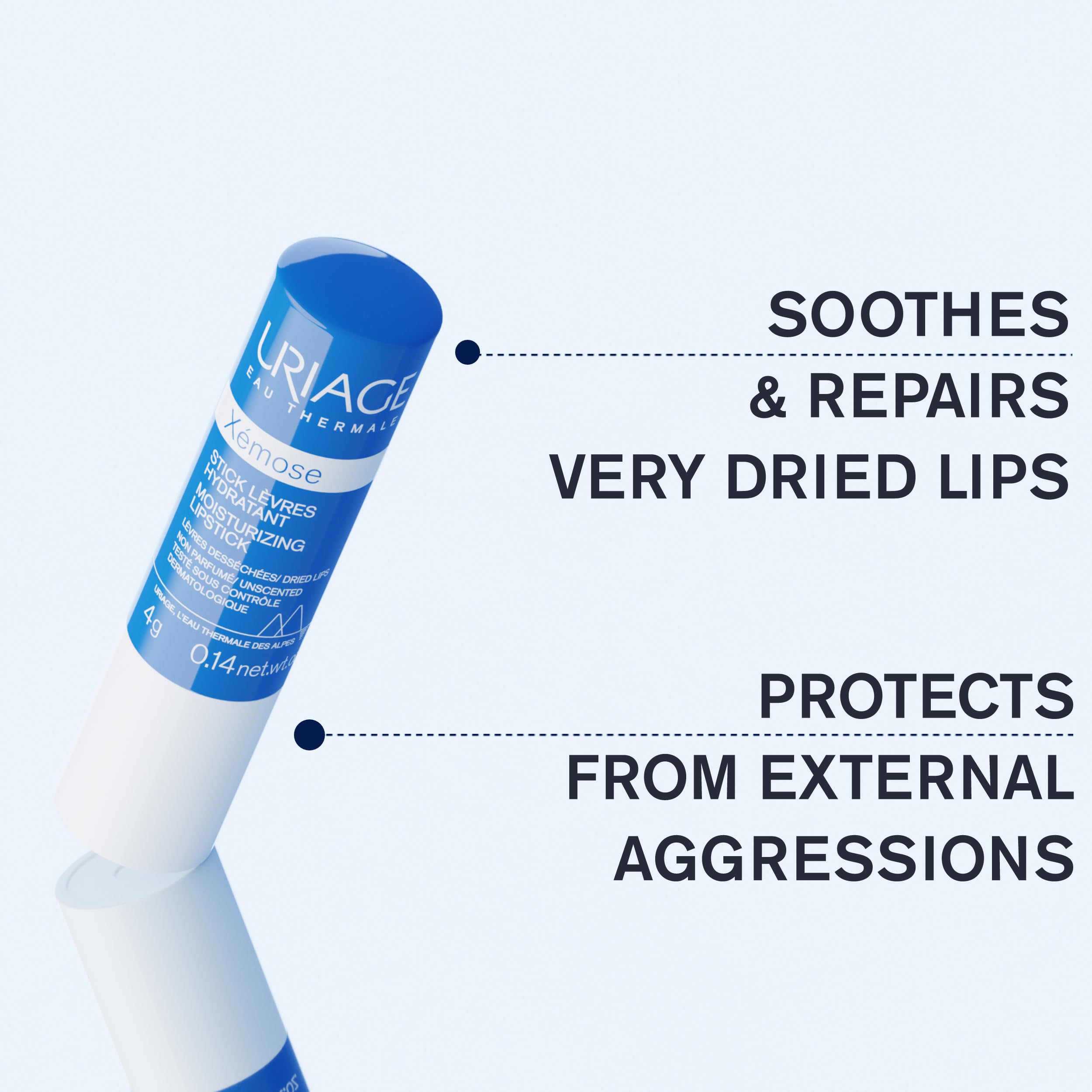 URIAGE Xémose Lip Balm with Hyaluronic Acid, Shea Butter & Vitamin C | Intense Hydration Lip Care, Fragrance-Free, 4 mL / 0.14 oz