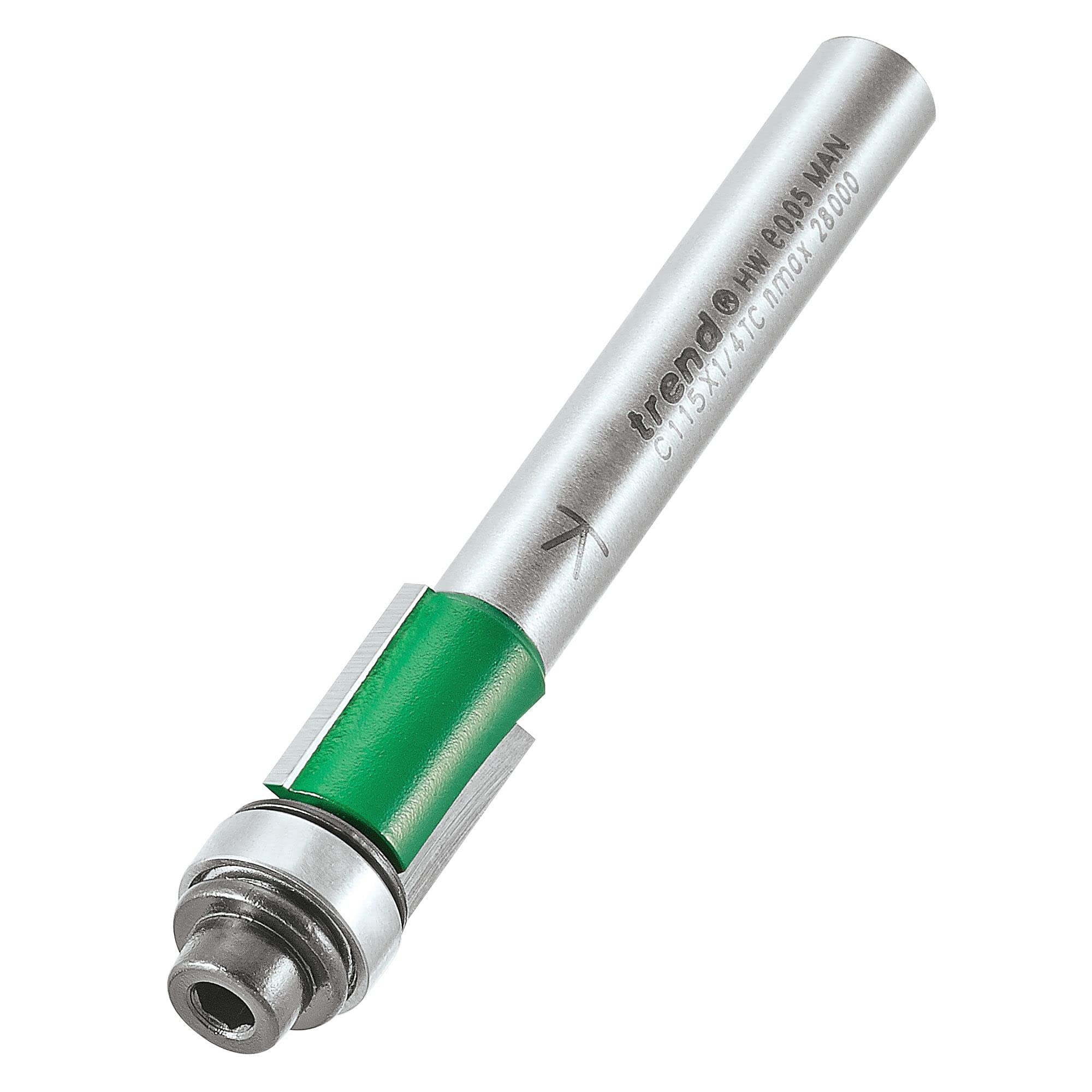 Trend CraftPro Self-Guided Trimmer Router Cutter Bit, 1/4 Inch Shank, 9.5mm Cut Diameter & 12.7mm Cut Length, Tungsten Carbide Tipped, C115X1/4TC โ image 1