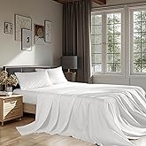 REDASW 100% Egyptian Cotton 1200 Thread Count Sheets Set Bedding Sets,Bed Sheet 4 Piece Sets,16 inches Deep Pocket (Bright White, Queen)