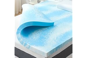 2 Inch Gel Memory Foam Mattress Topper Ventilated Soft Pressure Relieve Mattress Pad, Breathable Bed Topper, CertiPUR-US Cert