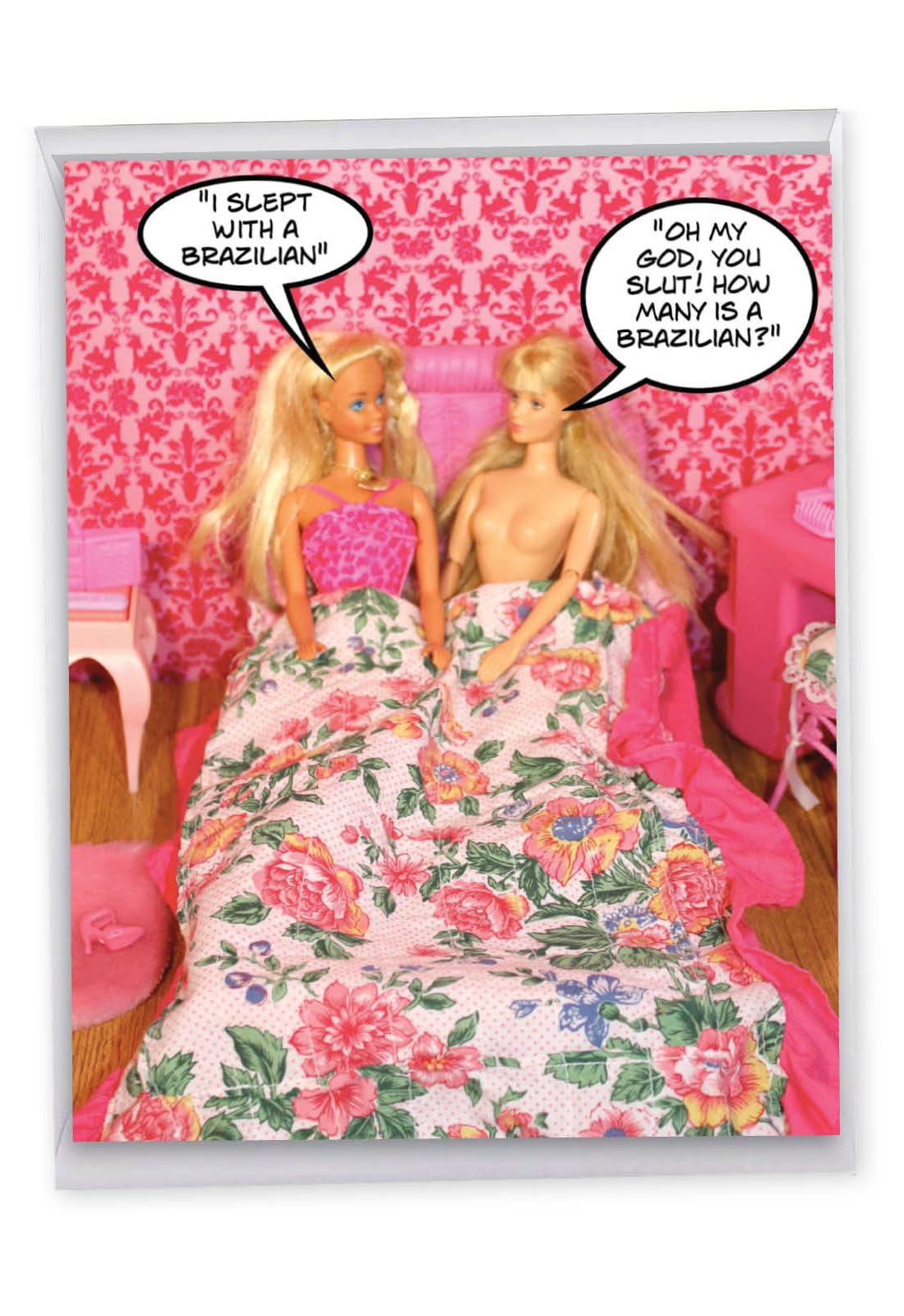 The Best Card Company - Funny Cartoon Stationery Set for Birthdays with Envelope (Letterhead 8.5 x 11 Inch) - I Slept With A Brazilian J3605BDG