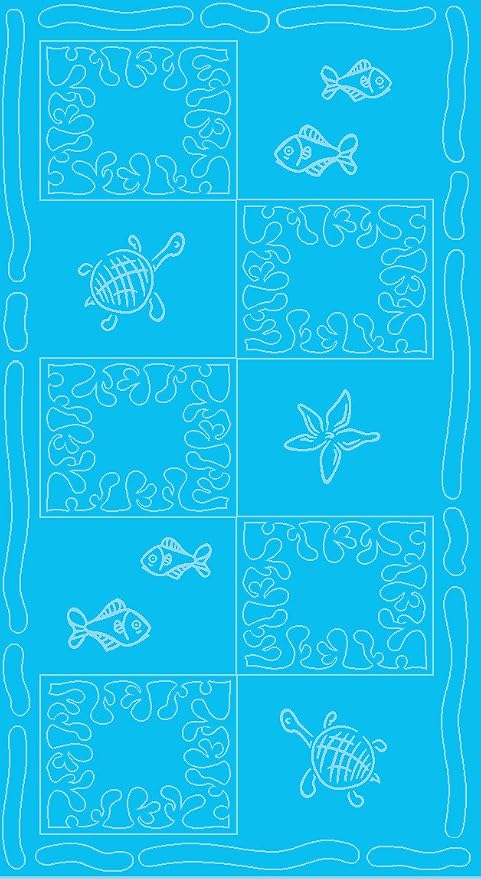 Serviette De Plage En Velours Taille Xxl 100x200cm Pur Coton Motifs Poissons Tortues Turquoise