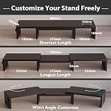 BONTEC Dual Monitor Stand Riser Adjustable Length & Angle Desk Organizer view 4