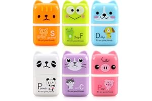 HUTOU Tamaki 6 Pack Erasers for Kids, Cute Erasers with Cover and Roller, Pencil Rubber Eraser for Party Favors Gift Supplies (Model B)