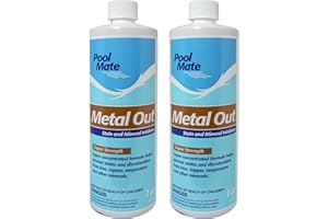 Pool Mate 1-Quart 2-Pack Concentrated Metal Out Stain and Mineral Inhibitor, Pool Metal Remover, Stain Remover, Made in USA