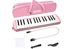 Soulmate 32-Key Melodica for Kids & Beginners Double Mouthpiece Air Piano Keyboard with Carrying Bag Musical Instrument Gift for Children, Students & Adults, pink