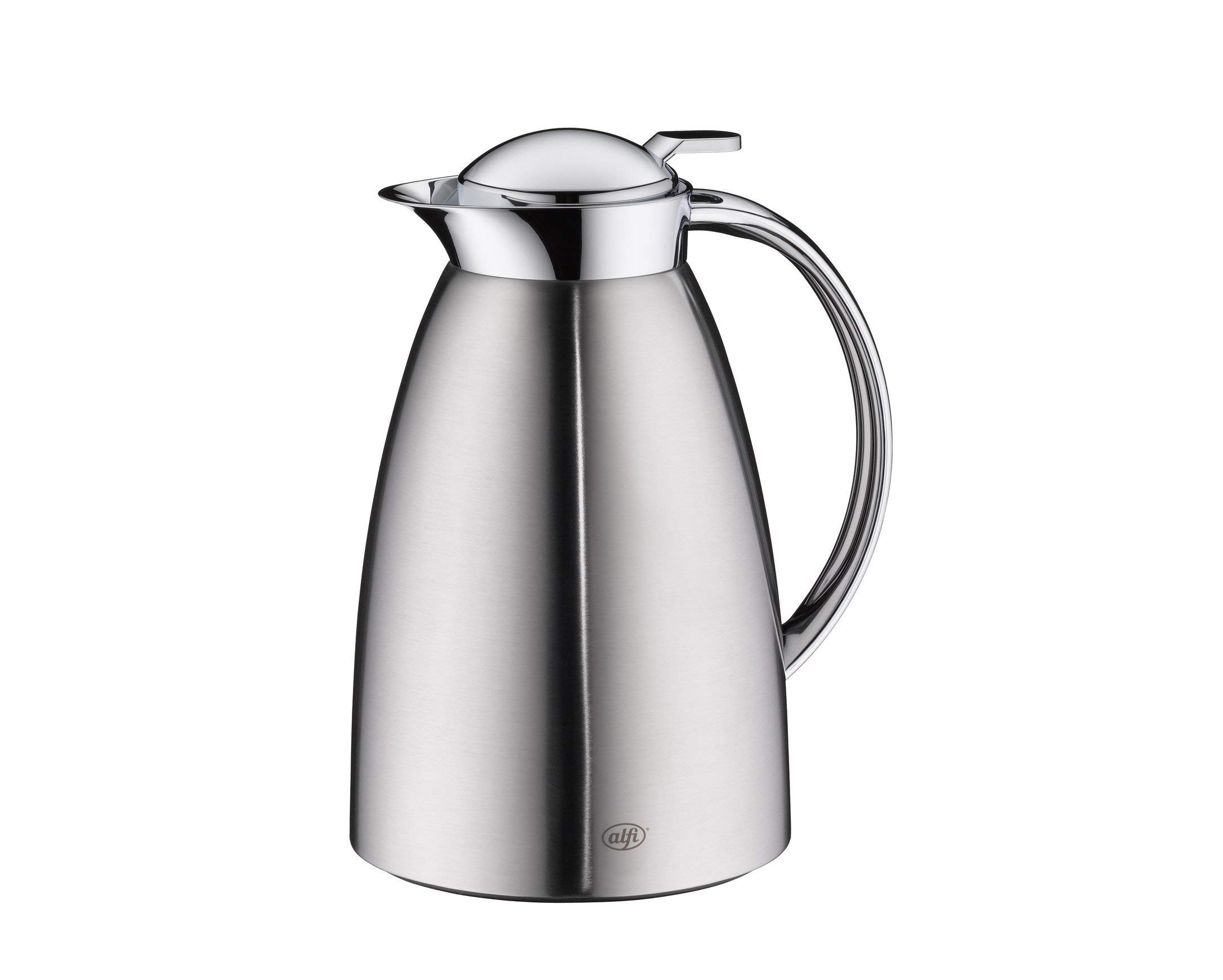 alfi Gusto 3562.205.065 Thermos Flask Matte Stainless Steel 0.65 L, alfiDur Glass Insert, Leak-Proof, Keeps Hot for 12 Hours, Ideal as a Coffee Pot or Teapot, Stainless Steel Mat