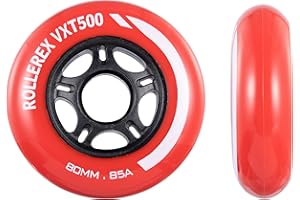 Rollerex VXT500 RipStik/Inline Skate Wheels (2-pack w/bearings, spacers and washers) (Use on Hockey Roller Blades) - Can Be Used As RipStik Caster Board Wheel Replacements