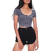 Forever 21 Womens Button-Front Crop Top