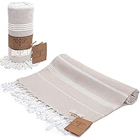 SMYRNA TURKISH COTTON Classical Series Beach Towel | 71 x 37 in | Extra Large Wearable Turkish Bath Towel | Made in Turkey |