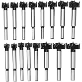 Meichoon Forstner Drill Bit Set 15-35mm 16 Pcs Carbide Forstner Bits HSS | Wood Tool Punching Bit Wood Slabs Flat Wing Drilling Hole Hinge Cemented Carbide Drilling Counterbore DC01