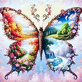 WSLWXSHM Diamond Painting Kits for Adults Butterfly, Round Full Drill Diamond Art Kits, 5D DIY Paint with Diamonds Crafts for Home Wall Decoration Gifts 12×12Inch