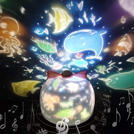 Bebe Veilleuse Projecteur Syosin Les Enfants Etoile Lumiere Musicale Avec 6 Films De Projection Rotation A 360 Degres Lampe De Projecteur Etoile Lumiere Pour Les Enfants Bebe Chambre Cadeaux Rose Amazon Fr Luminaires Et