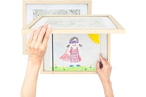 [2 Pack] Kids Artwork Frame (8.5x11” with Mat/11x14" without Mat) - Changeable Kids Picture Frame, Can Store up to 100 Arts -