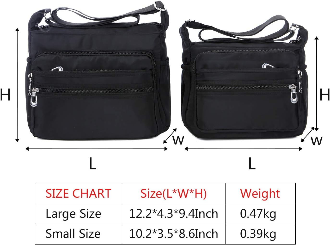 NOTAG Womens Shoulder Bag Multi Pocket Crossbody Bag Waterproof Tote Handbag Travel Purse Lightweight Messenger Bag for Casual Sport Hiking Travel 2 Size (L - Image 3