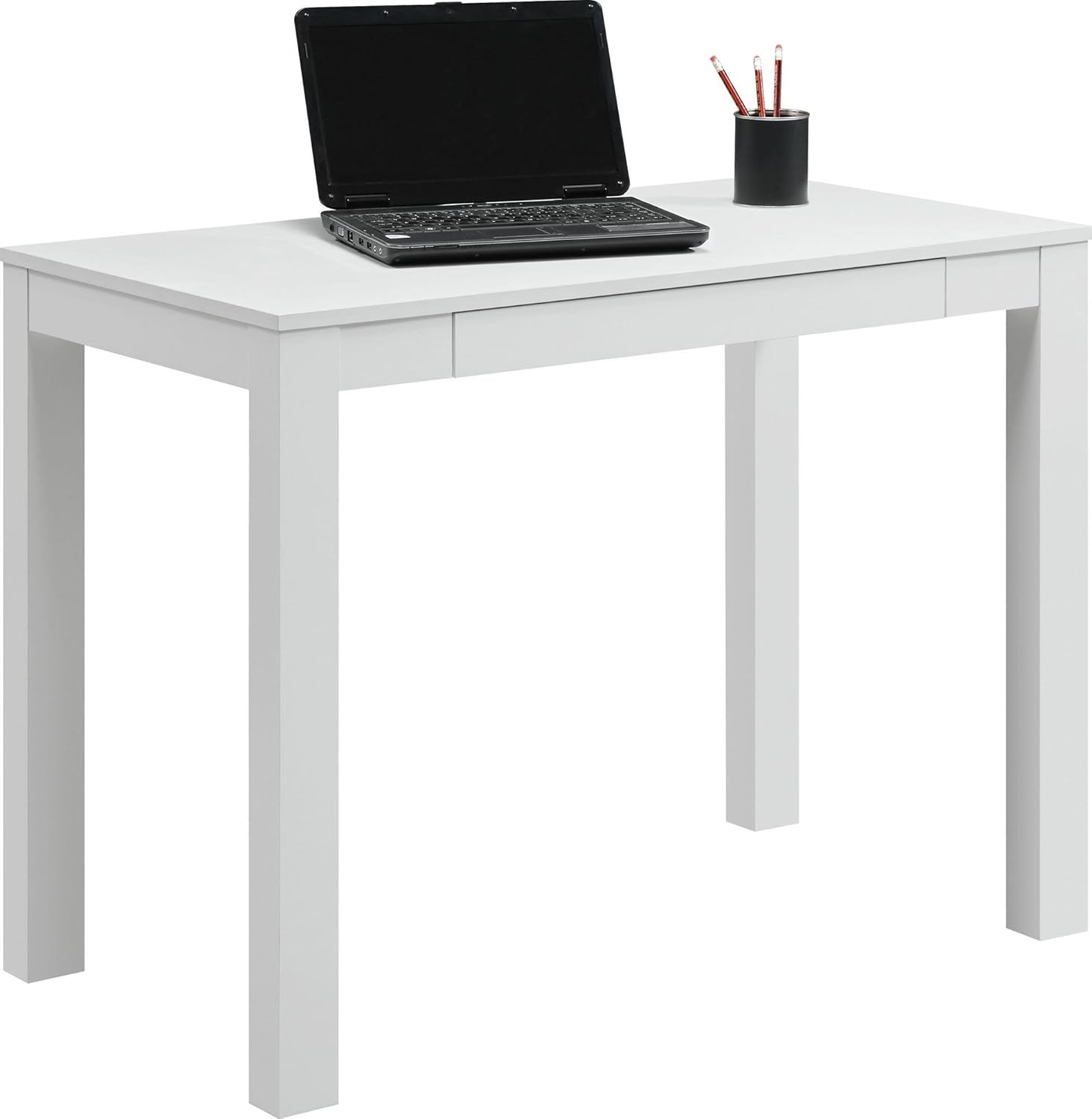 Ameriwood Home Parsons Desk with Drawer, White: Furniture & Decor