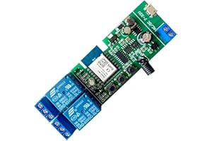 HUACAOE Tuya 2CH Smart Life WiFi Momentary Inching Relay Self-Locking Switch Module,DC/AC 7-32V WiFi RF Bluetooth Relay, Compatible with Alexa Goolge Home