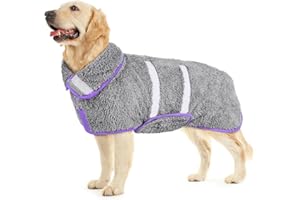HEDGEINK Dog Bathrobe, Super Soft Dog Robe Quick Drying Dog Towels for Drying Dogs Large, Adjustable Dog Robes for After Bath, Dog Clothes and Dog Dryer XL