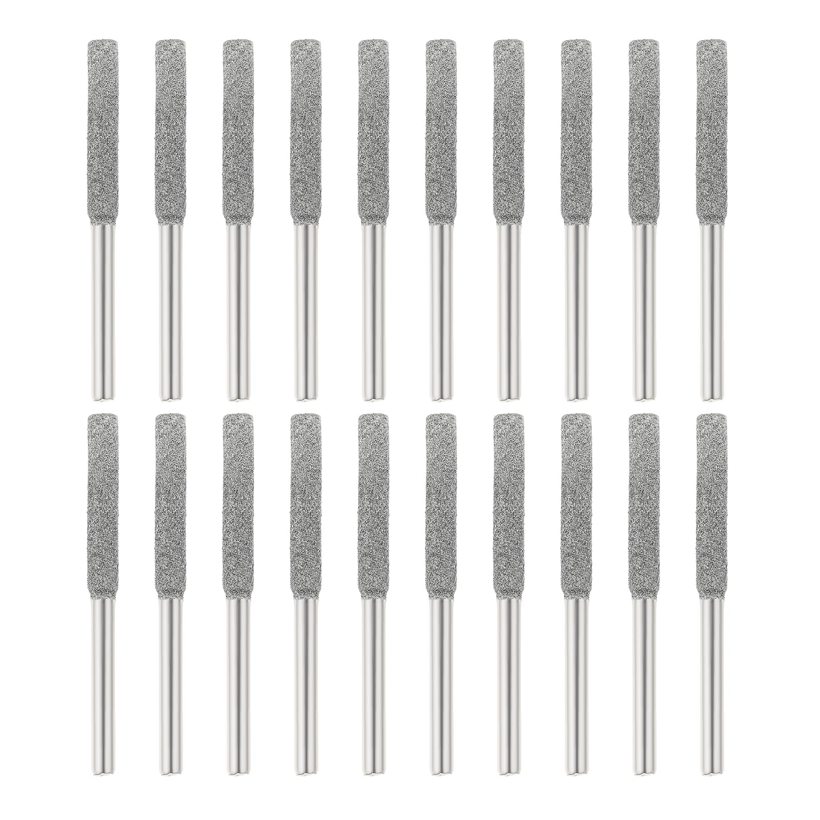 Bowarepro 5/32" 4mm Chainsaw Sharpening Grinding Stone Bit Burr, Chain Saw Sharpener Tool, Chainsaw Sharpener File for Chainsaw Jade Gem Stone Carving (20PCS/Silver)