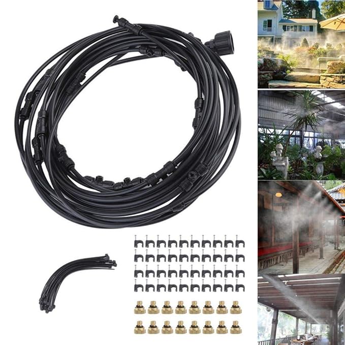 Wasserzerstäuber: Wasser-Zerstäuber-Set, 12-Meter-Schlauch und 16 bewegliche Metalldüsen (Wasserzerstäuber Set)