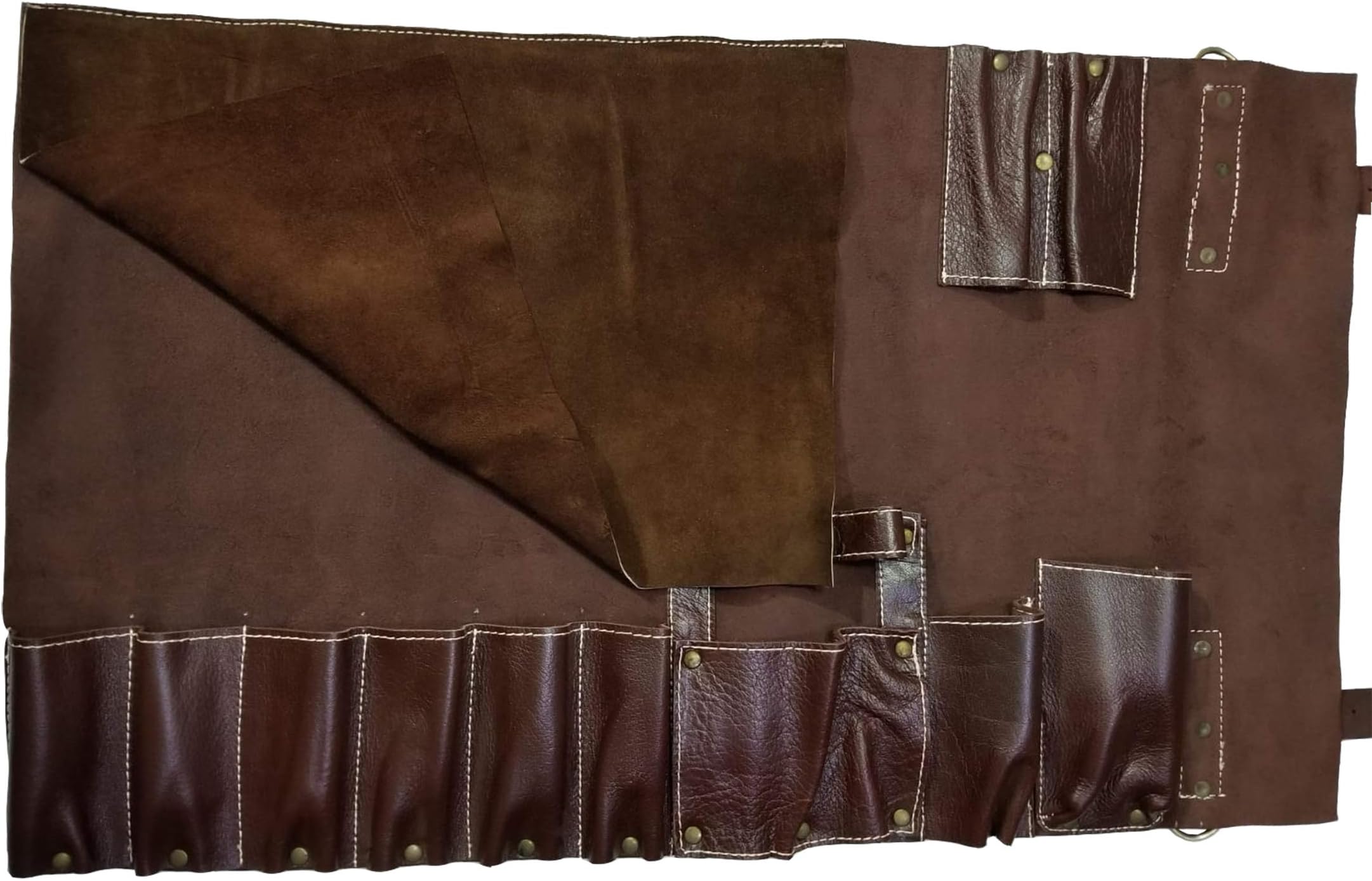 Lightweight Genuine Premium Maroon Leather 11 Slots Professional Chef Knife Bag/Chef Knife Roll K01-11