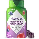 Vitafusion Melatonin and Magnesium Gummies | 5mg Melatonin Per 2 Gummies | 90 Count | Yummy Berry Flavor | Adult Gummy For Sleep Support | Supports Restful Sleep