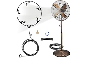 Sumery Outdoor Misting Fan Kit for a Cool Patio Breeze,Water Mister Spray for Cooling Outdoor,19.7FT (6M) Misting Line +5 Brass Mist Nozzles +a Brass Adapter Fit to Any Outdoor Fan (19.7FT/6M)