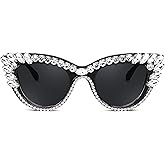 FEISEDY Retro Cat Eye Women Sunglasses Crystal Rhinestone Sparkling Bejewelled Vintage Sunnies B4075