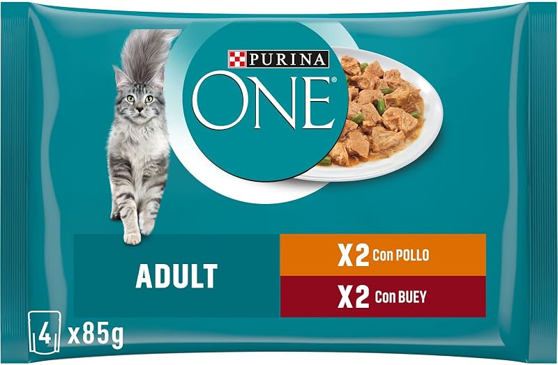 Purina one comida úmida para gatos adultos filés ao molho com frango 12 x [4 x 85 g]