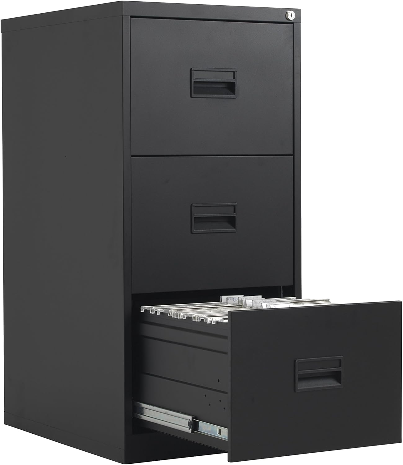 Talos Heavy Duty Steel Filing 40 kg Drawer Tolerance, Black, 3