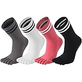 KULLAMEE 4Pairs Grippy Yoga Socks for Women