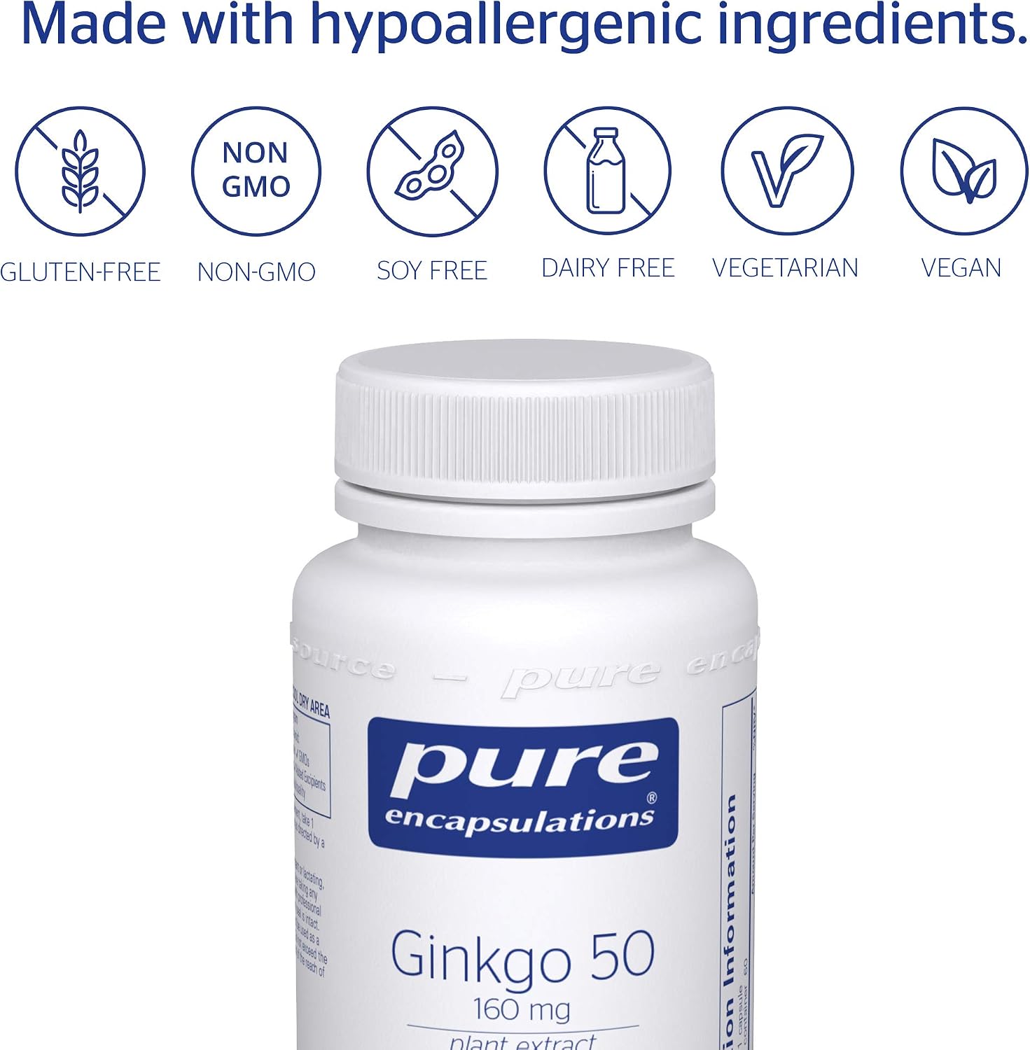 Pure Encapsulations Ginkgo 50 160mg - Hypoallergenic Ginkgo Biloba Extract Phytonutrient Supplement - 60 Capsules - Image 5