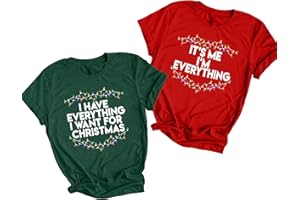 QAUN Christmas Couples Shirts His and Her Shirt:Funny Holiday Matching Outfit Sets Xmas Graphic Tee Tops（one Piece） ﻿