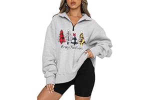 SELICY Womens Oversized Christmas Sweatshirt Half Zip Pullover Long Sleeve Quarter Zip Tops Teen Girls Fall Fashion 2023 Y2K Clothes