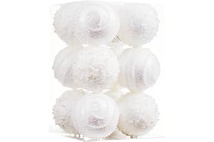 ChrisWish White Christmas Ball Ornaments, Christmas Ball Decorations Shatterproof Plastic Hanging Pearl Balls for Holiday Party(70mm/2.76", 12ct)