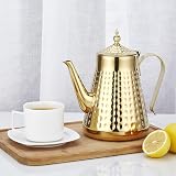 Stainless Steel Teapot 1.8L Hammered Gold Infuser 6-8 Cups view 4