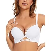 Upushall Push Up Padded Bras for Women Add 2 Cups Plunge T Shirt Everyday Bra Seamless Underwire Support