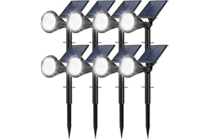 Fratink Solar Spot Lights Outdoor, 8 Pack Outdoor Solar Lights for Yard, 4 Lighting Mode Solar Landscape Spotlights with Auto On/Off, 2-in-1 Waterproof Wall Lights for Garden, Walkway (Cool White)