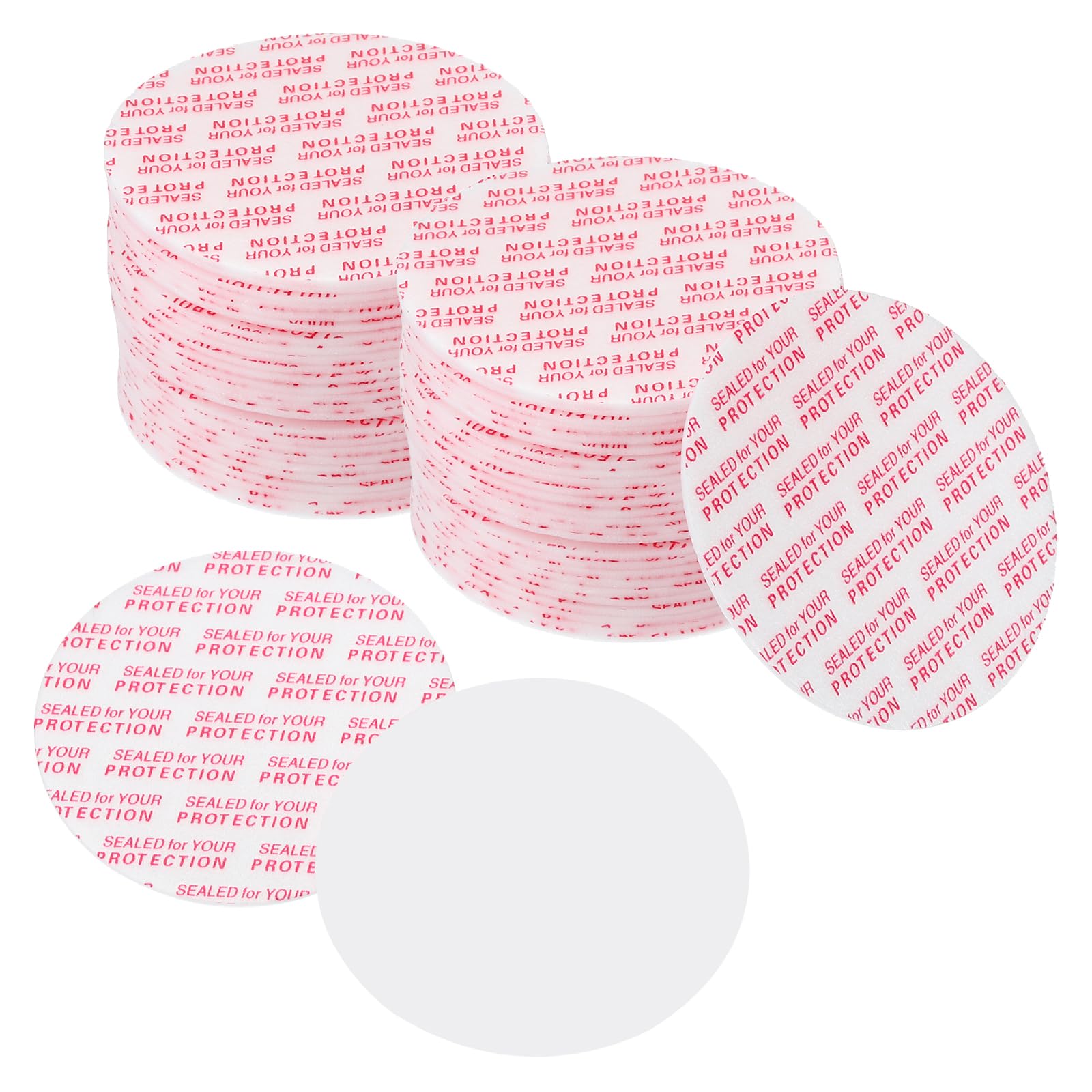 PATIKIL 48mm/1.87inch Foam Lid Liner, 100Pcs PS Foam Resistant Tamper Pressure Sensitive Seal for Bottle Cap Liners Seals, White Red